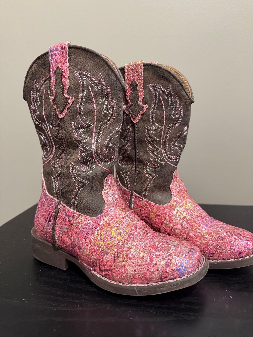 Roper Kids Pink Glitter Western Boots